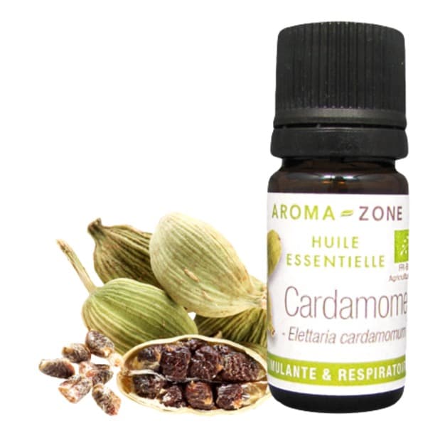 Huile Essentielle de Cardamome BIO AROMA-ZONE Au Parfum d’épices Douces Pour Contre les Problèmes Digestifs et Respiratoires