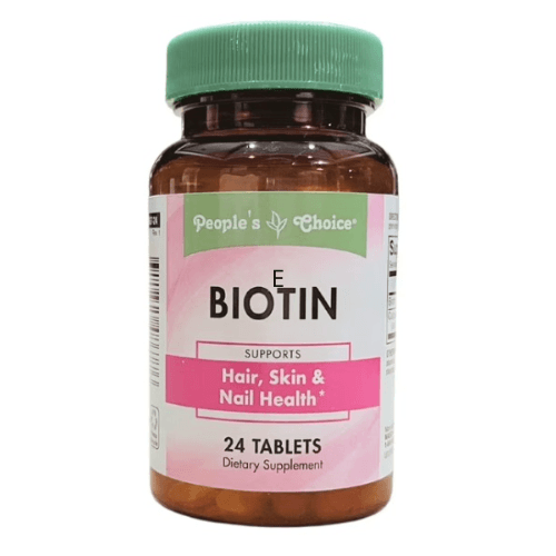 Complètement Alimentaire Biotine PEOPLE'S CHOISE Pour La Santé De Vos cheveux, Votre Peau et Vos Ongles, 24 Comprimés